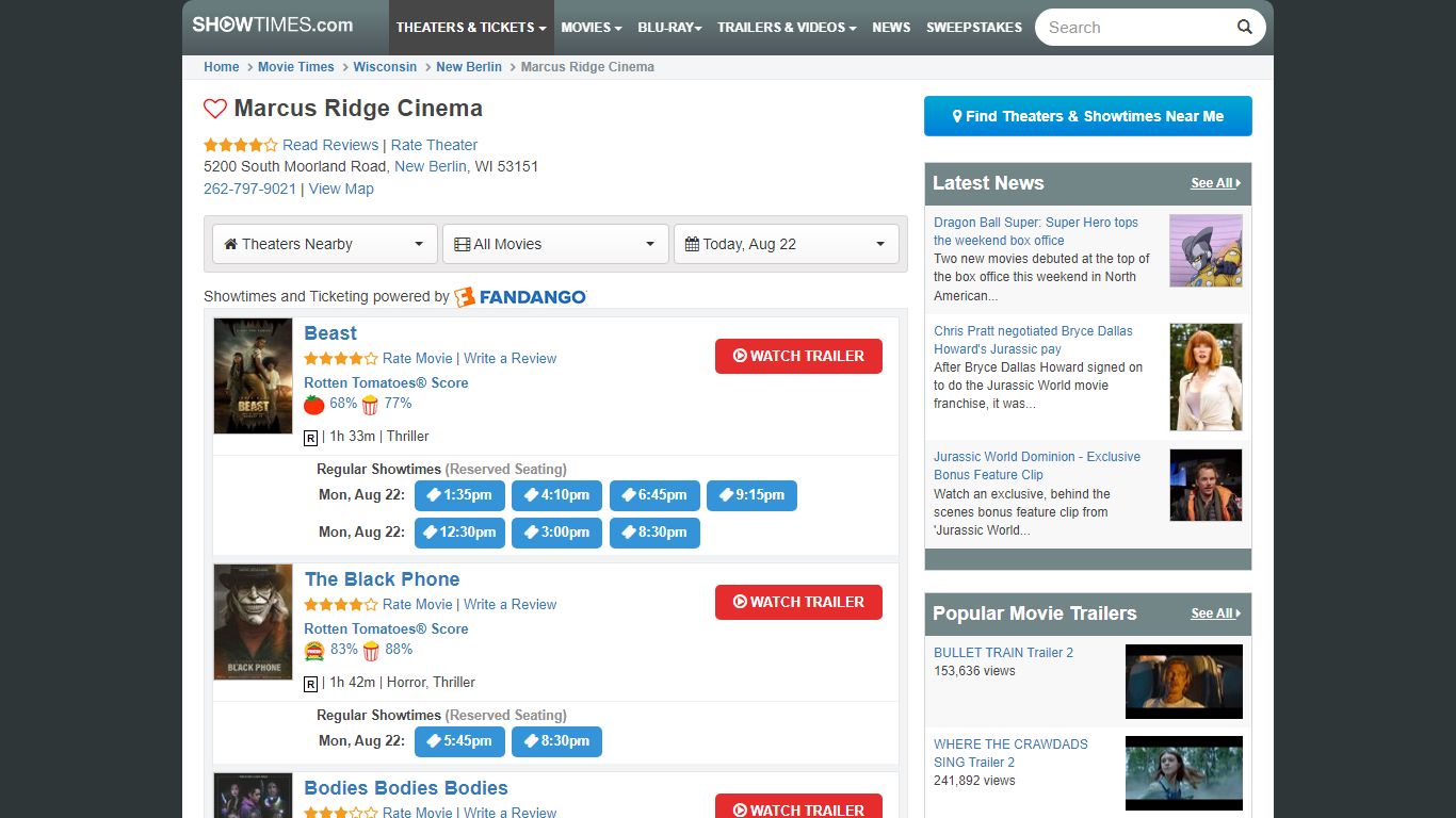 Marcus Ridge Cinema - New Berlin Showtimes and Movie Tickets | Cinema ...