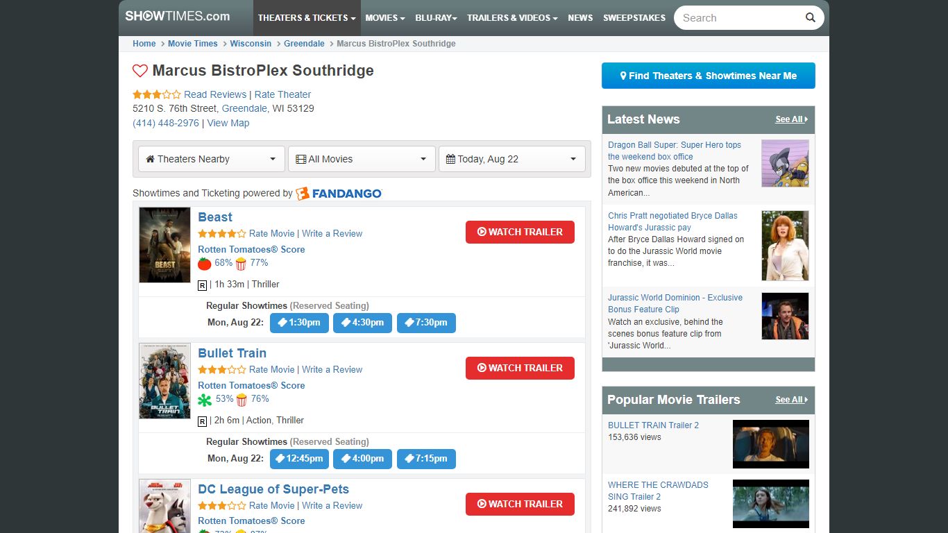 Marcus BistroPlex Southridge - Greendale Showtimes and Movie Tickets ...